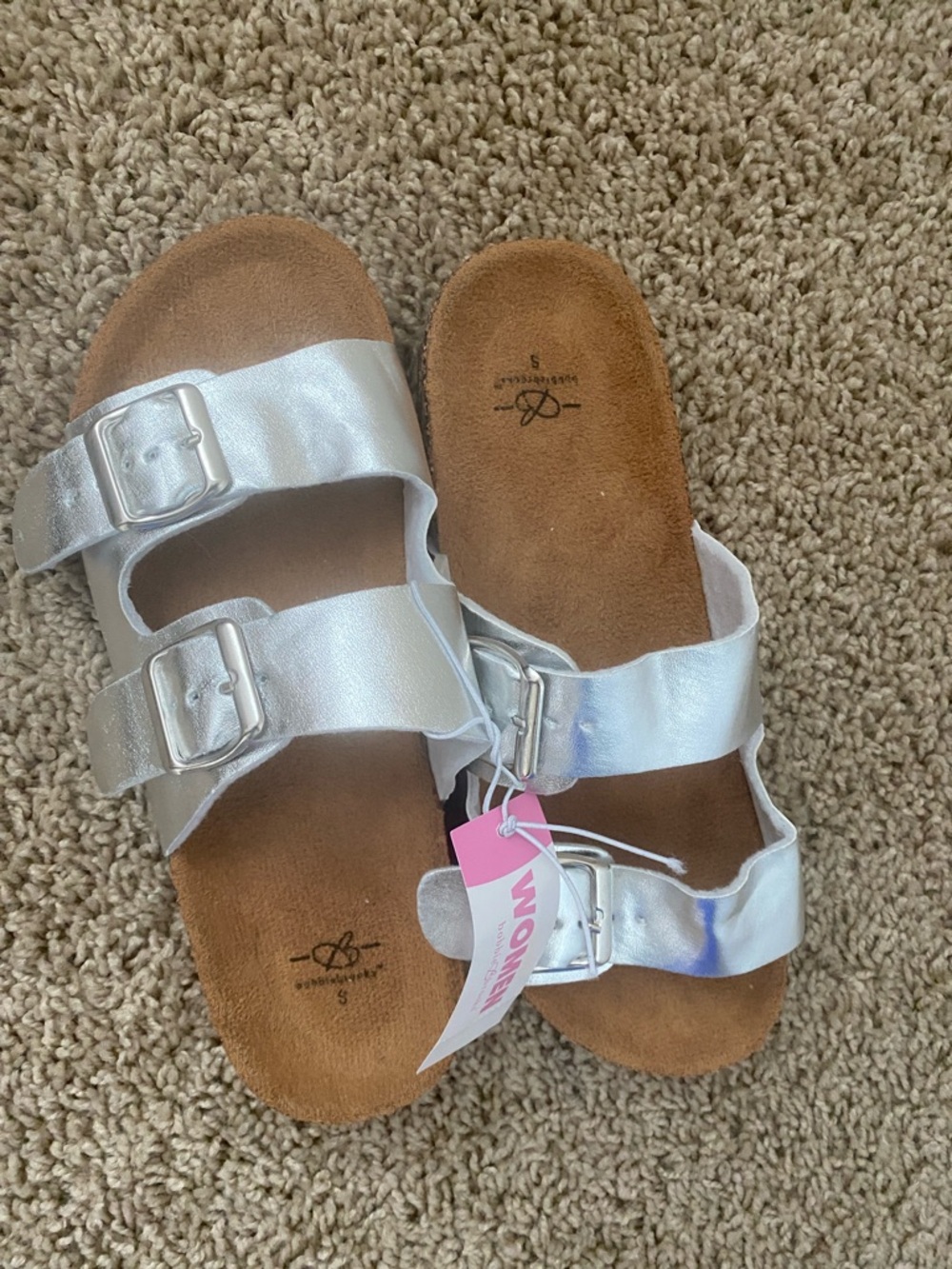 Bobbie Brooks Silver Double-Buckle Women's Sandals NWT size S (5/6)